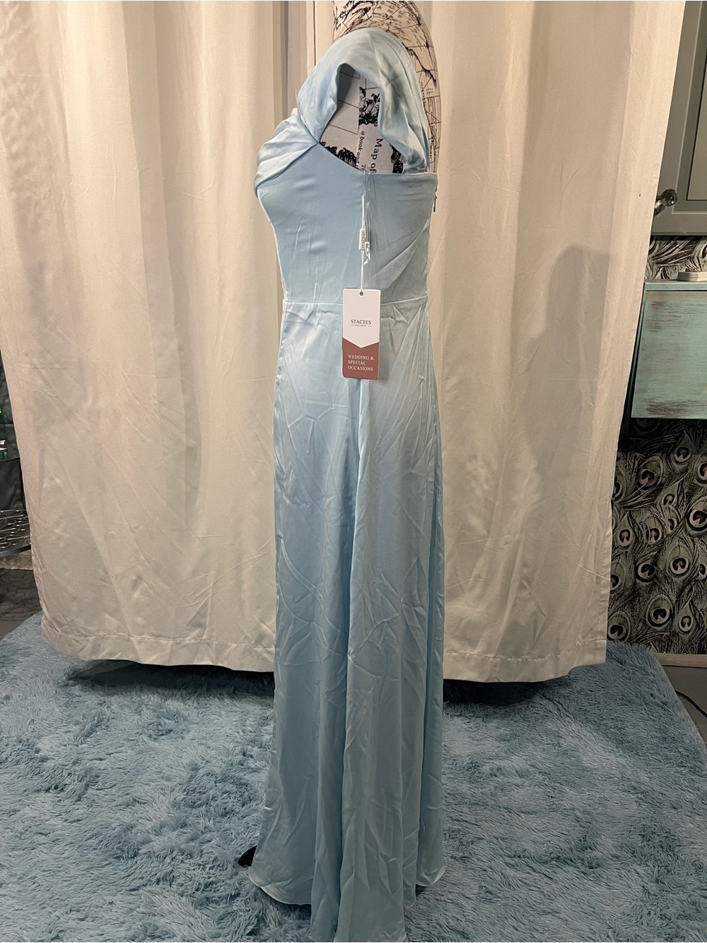 Stacees Off-Shoulder Light Blue Bridesmaid Formal Gown - Picture 8 of 12